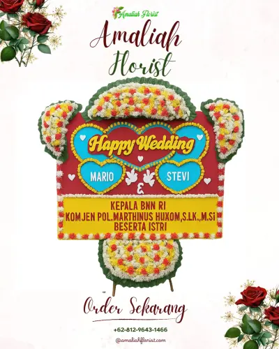 Karangan Papan Bunga Pernikahan di Kerta